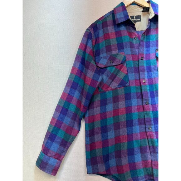 Royal Robbins Men's Wool Flannel Shirt Button Up Size L Plaid Blue Long Sleeve - Picture 5 of 11